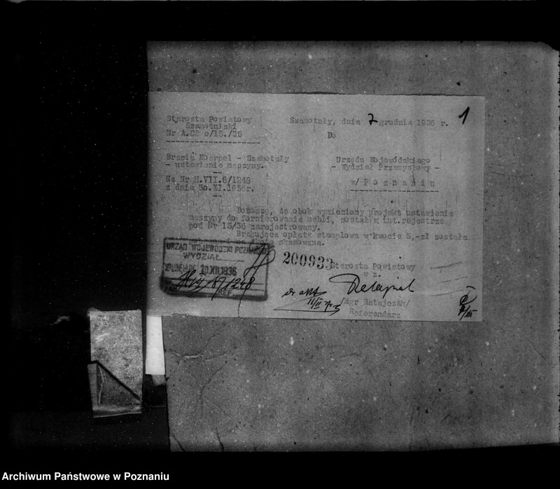 Obraz 5 z jednostki "Zatwierdzenie zakładu przemysłowego /fabryki mebli/ Bracia Koerpel w Szamotułach"