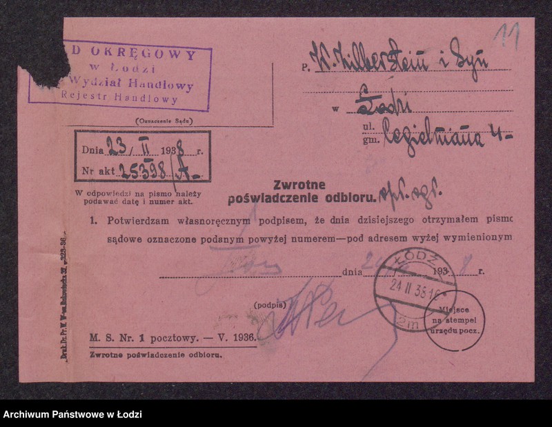 Obraz 13 z jednostki "Wolf Zilberstein, Lejb Zylbersztejn- wyrób i sprzedaż towarów półwełnianych i wełnianych"