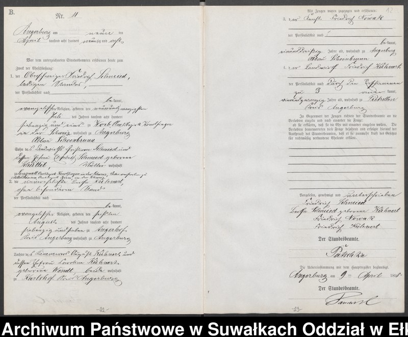 image.from.unit.number "Heiraths-Neben-Register des Preussischen Standes-Amtes Angerburg Kreis Angerburg"