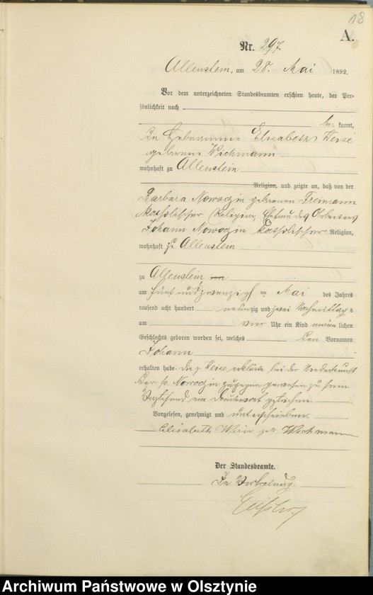 image.from.unit.number "Geburts-Haupt-Register Tom II,Nr 281 - 560"