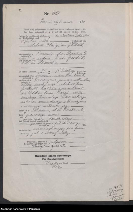 Obraz 6 z jednostki "Księga miejscowa zgonów tom II [Rejestr główny zgonów]"