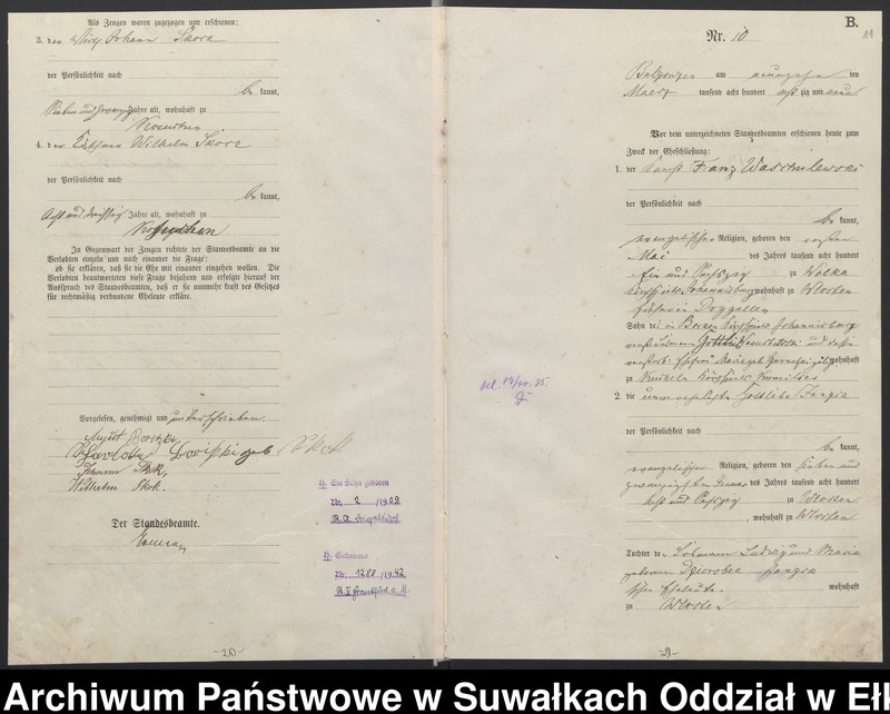 image.from.unit.number "Heiraths-Haupt-Register des Königlichen Preussischen Standes-Amtes Belzonzen Kreis Johannisburg"