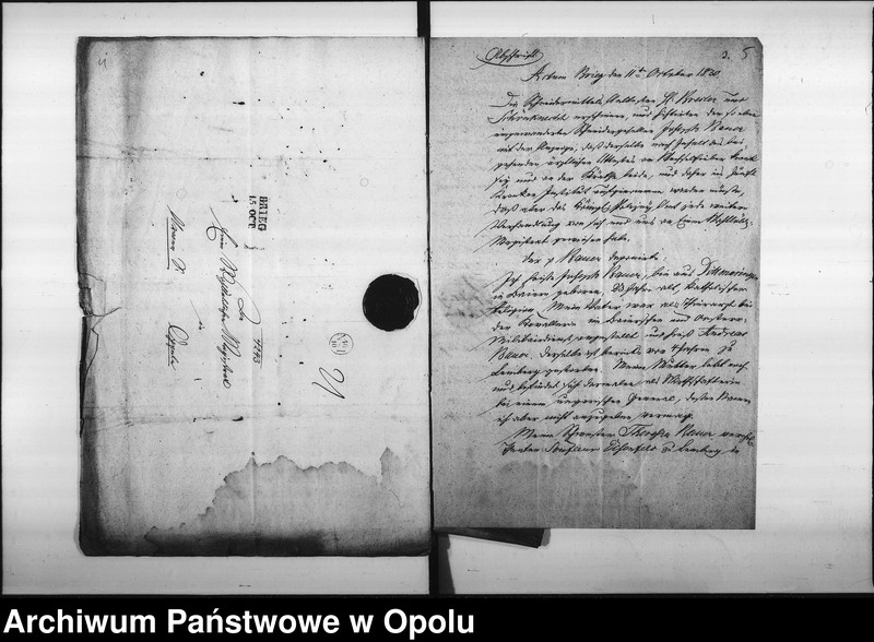 Obraz 7 z jednostki "Acta des Magistrats zu Oppeln betreffend die Anforderung des Magistrats zu Brieg wegen der Cur-Kosten des mit der Krätze angeblich behafteten Schneidergesellen Joseph Bauer aus Dittmaringen in Baiern im Betrage von 7 rtl. 11 pfg."