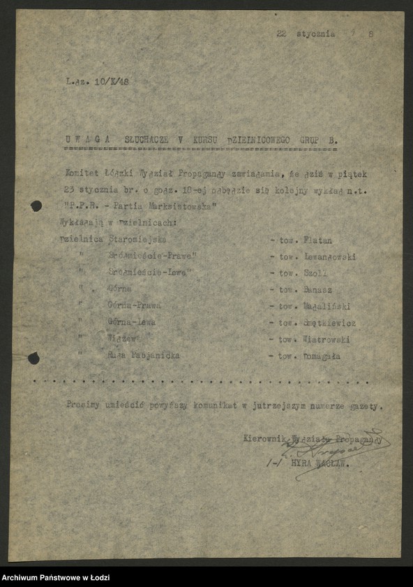 Obraz 10 z jednostki "Komunikaty w sprawie szkolenia międzypartyjnego"