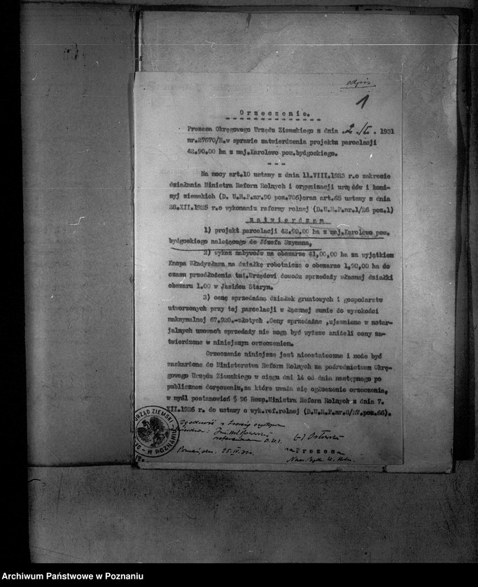 Obraz 5 z jednostki "Parcelacja prywatna majętności Karolewo powiat bydgoski"