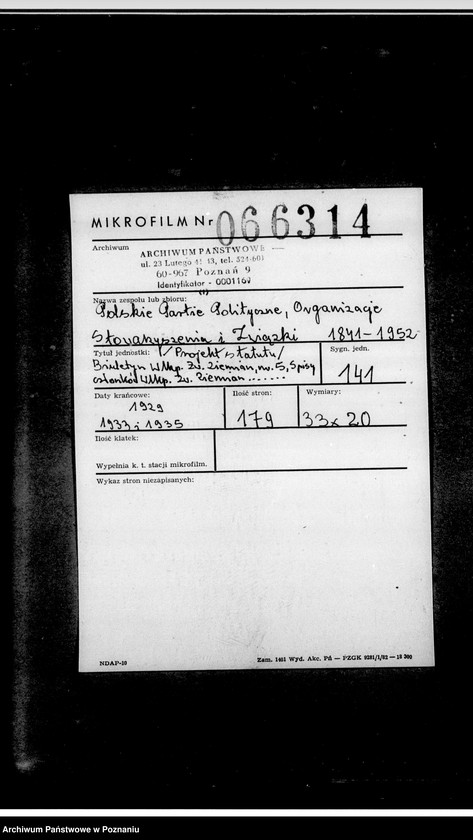 Obraz 2 z jednostki "Projekt statutu. Biuletyn Wielkopolskiego Związku Ziemian nr 5. Spisy członków Wielkopolskiego Związku Ziemian z dołączeniem podziału na koła, składu Zarządu i Statutu Związku z 1933 i 1938 roku"