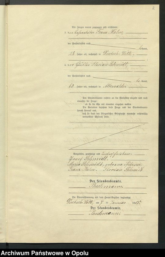 Obraz 6 z jednostki "Heiraths-Neben-Register des Standesamts Deutsch Wette pro 1905"