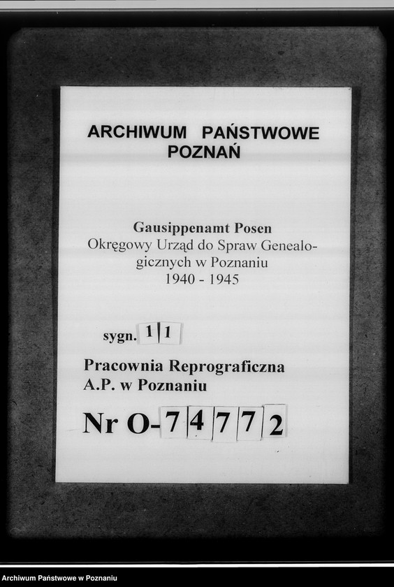 Obraz 19 z jednostki "Tagesordnung zur Arbeitsbesprechung der Sippenamtsleiter aus den Ortsgebieten in Posen [Poznań] [oraz korespondencja]"