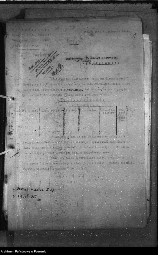 Obraz 5 z jednostki "Sprawy osobowe sprawozdania miesięczne Państw. Nauk. Inst. Rolniczego w Bydgoszczy"