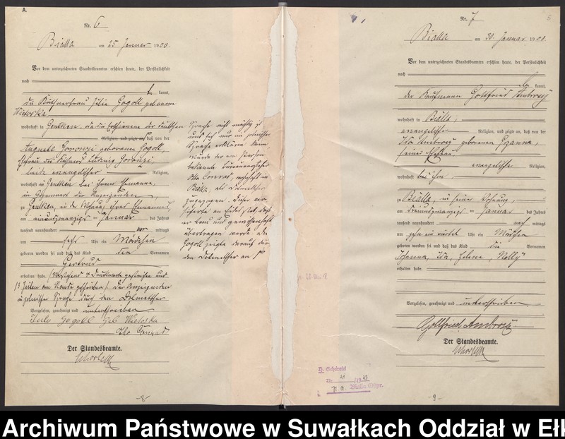 image.from.unit.number "Geburts-Haupt-Register des Königlichen Preussischen Standes-Amtes Bialla Kreis Johannisburg"