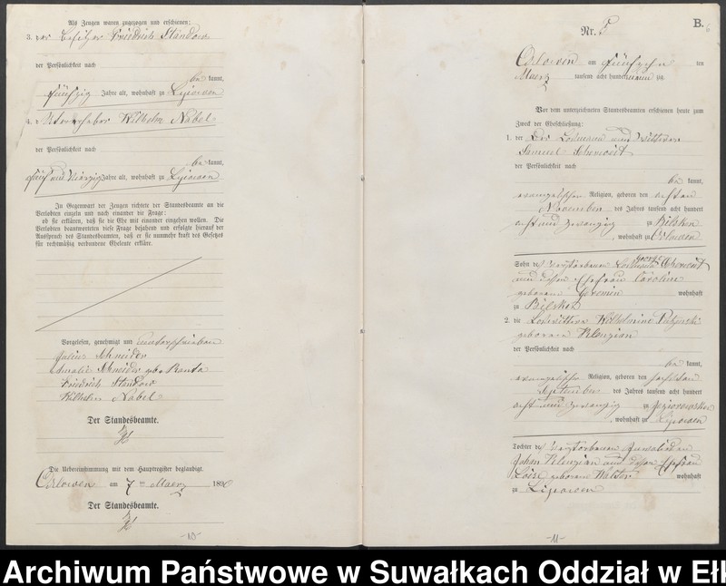 image.from.unit.number "Heiraths-Neben-Register des Preussischen Standes-Amtes Orlowen Kreis Loetzen für das Jahr 1890"