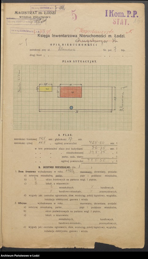 image.from.unit.number "Księga inwentarzowa nieruchomości m. Łodzi ul. Klonowa"