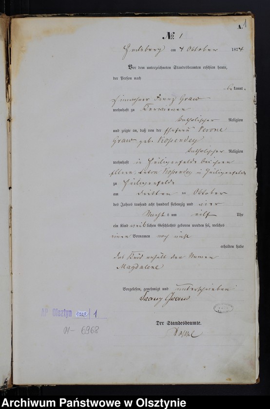 image.from.unit.number "Geburts-Haupt-Register Nr 1 - 45"