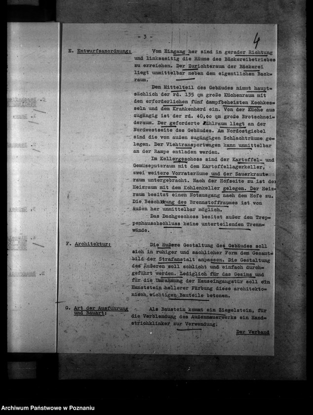 Obraz 8 z jednostki "Verentwurf für den Neubau eines Wirtschaftsgebäudes des Strafgefängnisses Warthestadt (Wronki)"