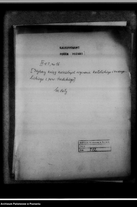 Obraz 4 z jednostki "[Wykaz ksiąg kościelnych wyznania katolickiego i ewangelickiego z powiatu średzkiego]"