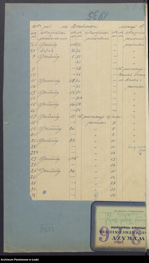 Obraz 3 z jednostki "Księga inwentarzowa nieruchomości m. Łodzi ul. Braterska"