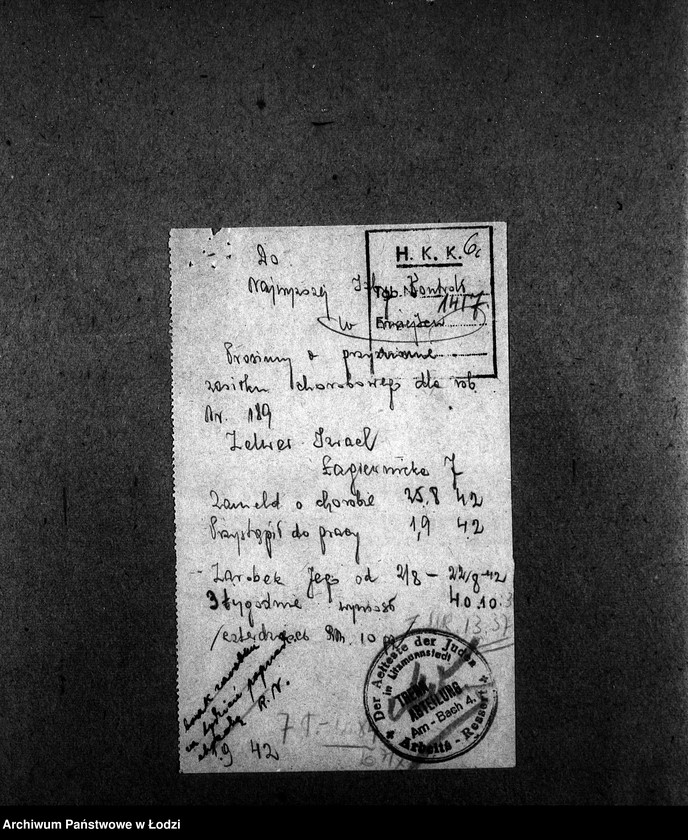 Obraz 9 z jednostki "Trenn-Abteilung. Am Bach 4 [Zasiłki chorobowe dla pracowników, zaświadczenia lekarskie, listy zatrudnionych]"