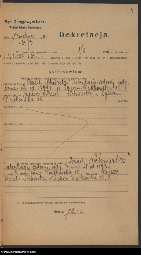 Obraz 6 z jednostki "Izrael Schwartz – fabrykacja sodowej wody – Zgierz"