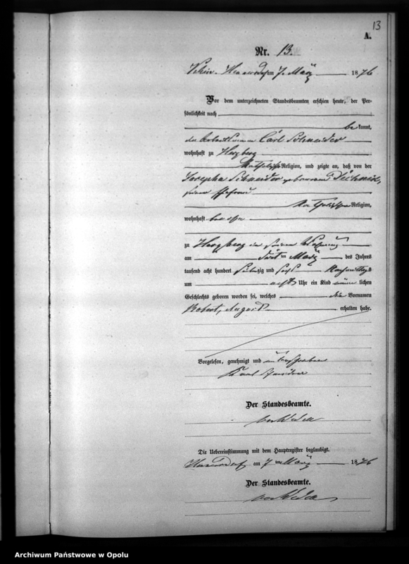 image.from.unit.number "Geburts-Neben-Register [1876 Woskowice Górne]"
