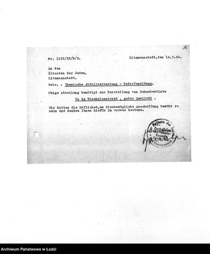 Obraz 19 z jednostki "Bedarfsmeldungen [Skierowane do GV zapotrzebowania na surowce, materiały, narzędzia, maszyny itp. potrzebne resortom pracy do produkcji; zamówienia żywności, lekarstw]"