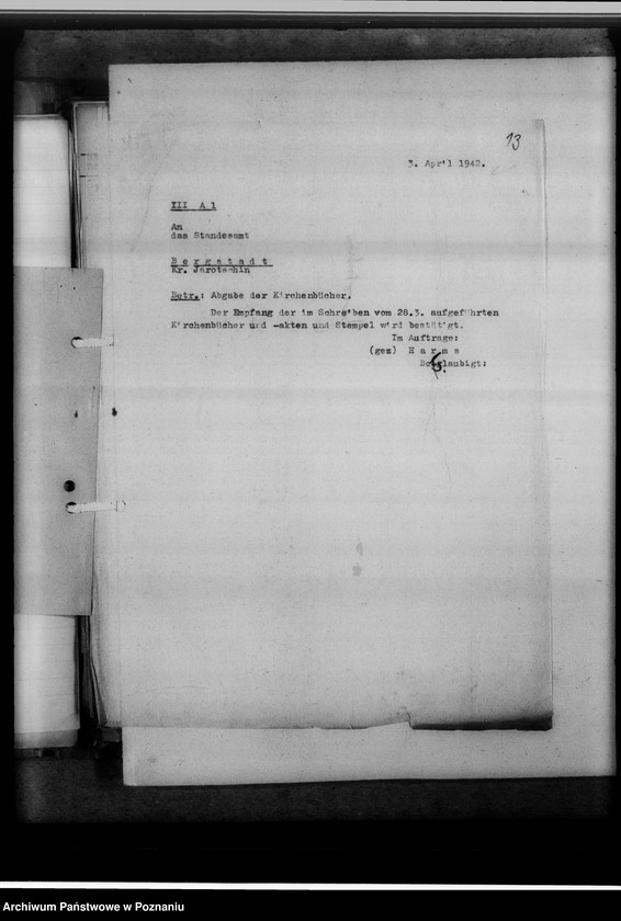 Obraz 17 z jednostki "Einziehungsprotokolle [ksiąg kościelnych] Kreis Jarotschin [powiat jarociński]"