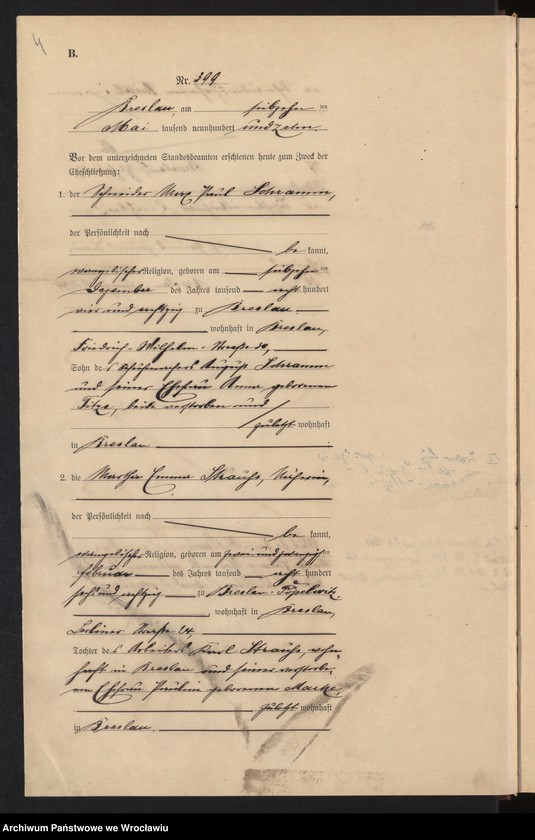 image.from.unit.number "Heiraths-Haupt-Register Breslau I 1910 Band 3"