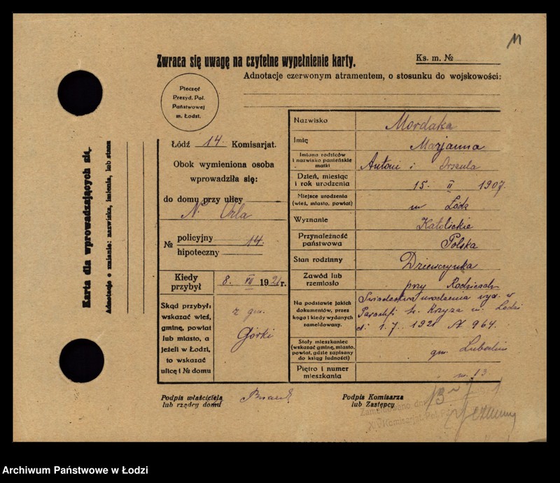 Obraz 13 z jednostki "[Spis ludności Łodzi] Morberger - Morgenweg"