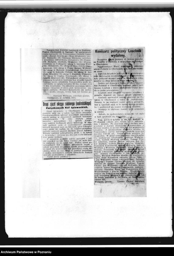 Obraz 18 z jednostki "Zbiór wycinków prasowych dotyczących działalności Towarzystwa "Straż" i innych towarzystw polskich w Oberhausen"