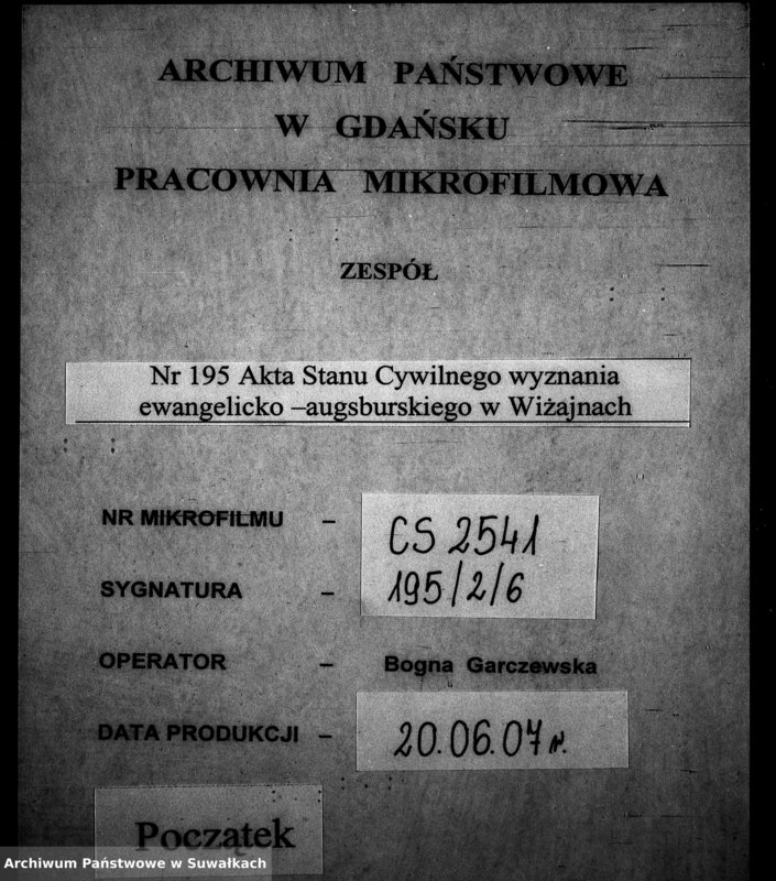 image.from.unit.number "Dowody do aktów małżeństw Parafii Ewangelickiey Wiżayny z roku 1849."