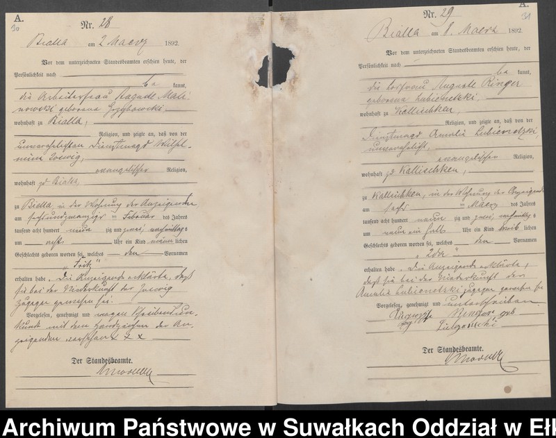 image.from.unit.number "[Geburts-Haupt-Register des Königlichen Preussischen Standes-Amtes Bialla Kreis Johannisburg]"