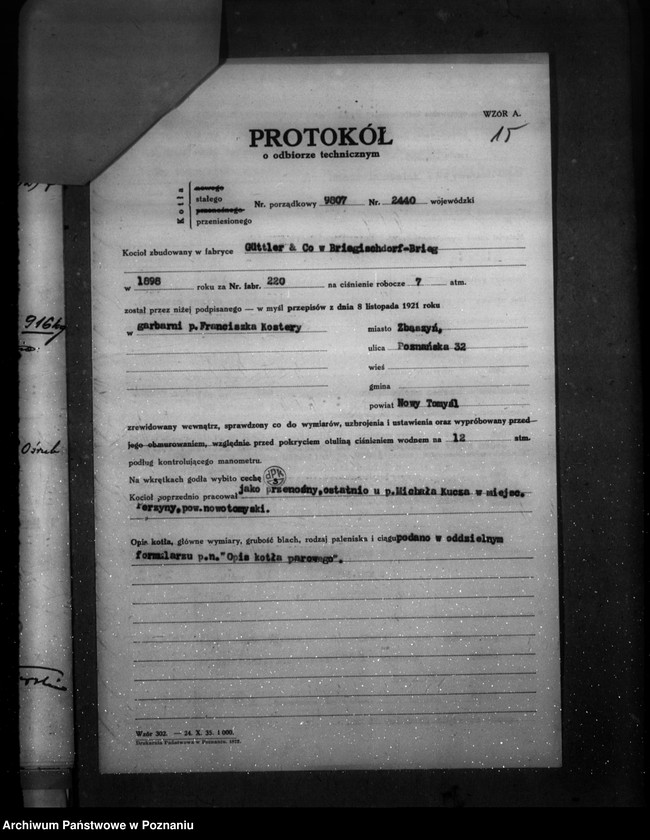 Obraz 19 z jednostki "Garbarnia Fr. Kosteszy w Zbąszyniu pow. nowotomyski, nr woj. kotła 2440"