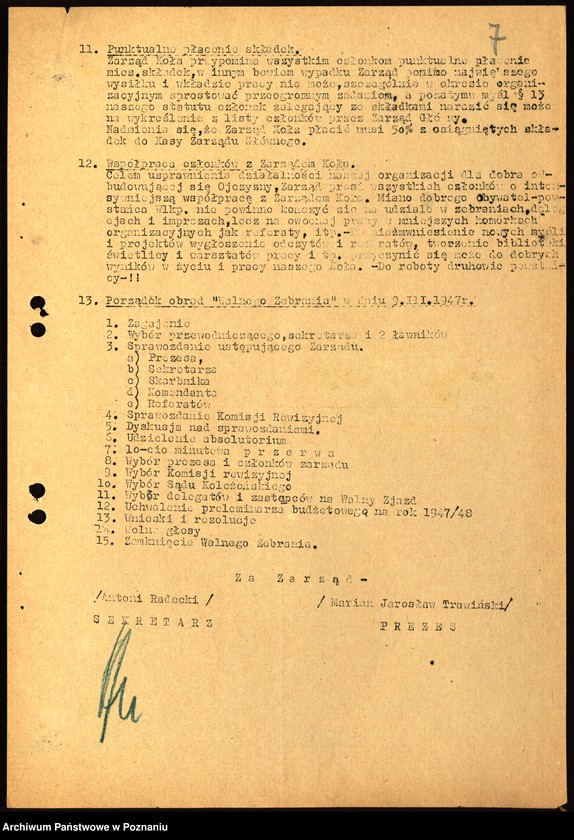 Obraz 10 z jednostki "Współdziałanie Zarządu Głównego Związku Powstańców Wielkopolskich z kołami: 1. Gdańsk. 2. Gdynia [1946-1948] 3. Gębice [1947] 4. Gniewkowo [1946] 5. Gniezno [1947] 6. Gorzów [1946-1947] 7. Grodzisk [1949] 8. Grudziądz [1947]"
