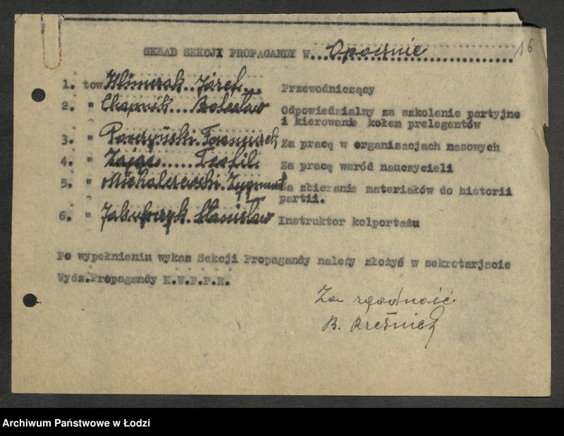 Obraz 17 z jednostki "Sprawozdania [z działalności, protokoły posiedzeń] sekcji propagandy komitetów powiatowych i komitetów miejskich"