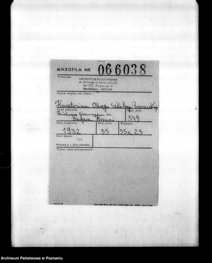 Obraz 2 z jednostki "Państwowe Gimnazjum imienia Bergera- Poznań"