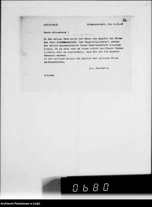 Obraz 14 z jednostki "Herrn Schaumberg.[Korespondencja wewnętrzna w sprawach realizacji zamówień, dostaw towarów i maszyn]"