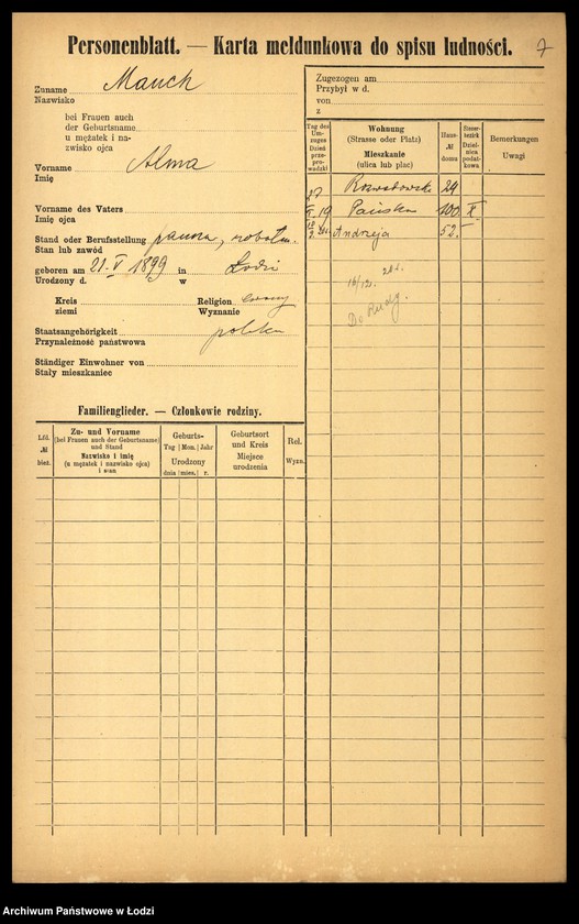 Obraz 9 z jednostki "[Spis ludności Łodzi] Matysek - Mazurenko"