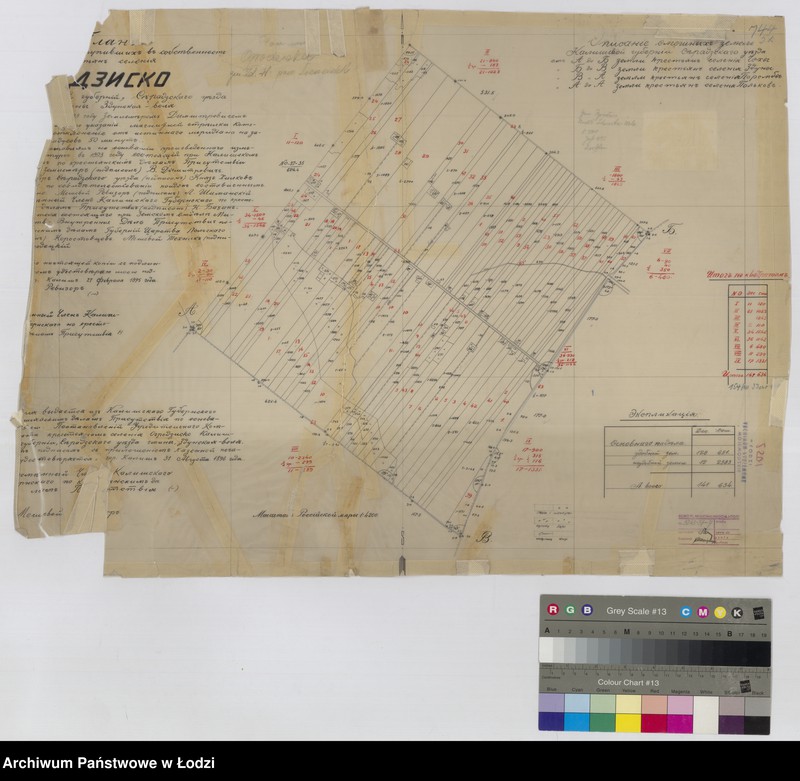 Obraz 1 z jednostki "Plan zemel´ postupivšich v sobstvennost˝ krest˝jan selenija Ogrodzisko (...) gminy Zdunskaja Volja"