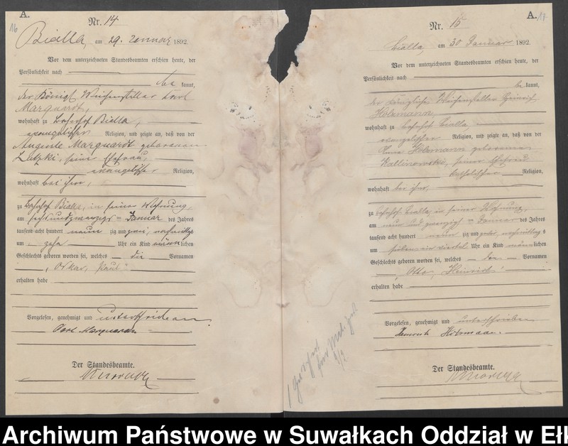 image.from.unit.number "[Geburts-Haupt-Register des Königlichen Preussischen Standes-Amtes Bialla Kreis Johannisburg]"