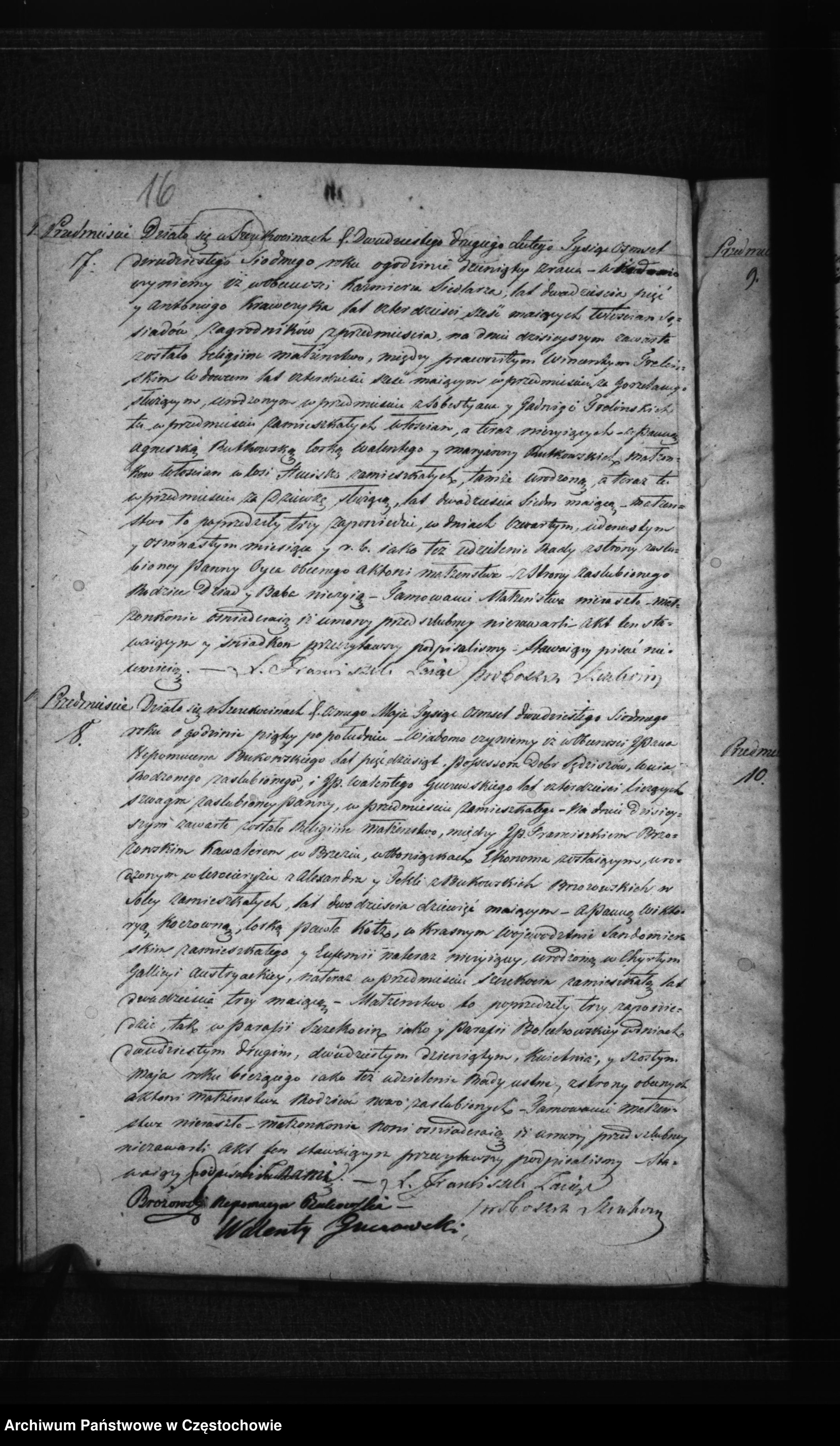 Skan z jednostki: Księga Duplikat Urodzenia, Małżeństw i Zejść Przedmieścia Szczekociny na Rok 1827