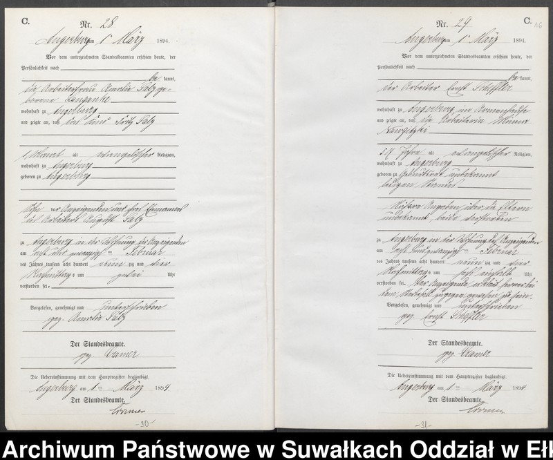 Obraz 19 z jednostki "Sterbe-Neben-Register des Preussischen Standes-Amtes Angerburg Kreis Angerburg"