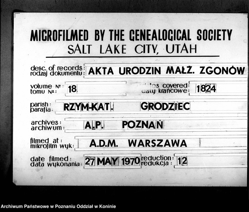 Obraz 1 z jednostki "Księga urodzeń, małżeństw i zgonu"