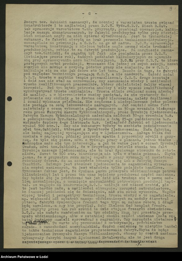 Obraz 10 z jednostki "Zjednoczenie Przemysłu Budowy Maszyn Włókienniczych; protokół [narady], sprawozdania [z produkcji]"
