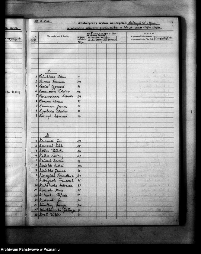 Obraz 13 z jednostki "Księga ewidencyjna szkół i etatów obwodu szkolnego gnieźnieńskiego"