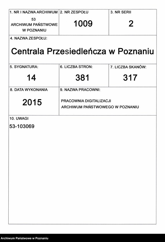 Obraz 1 z jednostki "[Wykazy wysiedlonych Polaków] Posen - Land I [Poznań - Powiat]"
