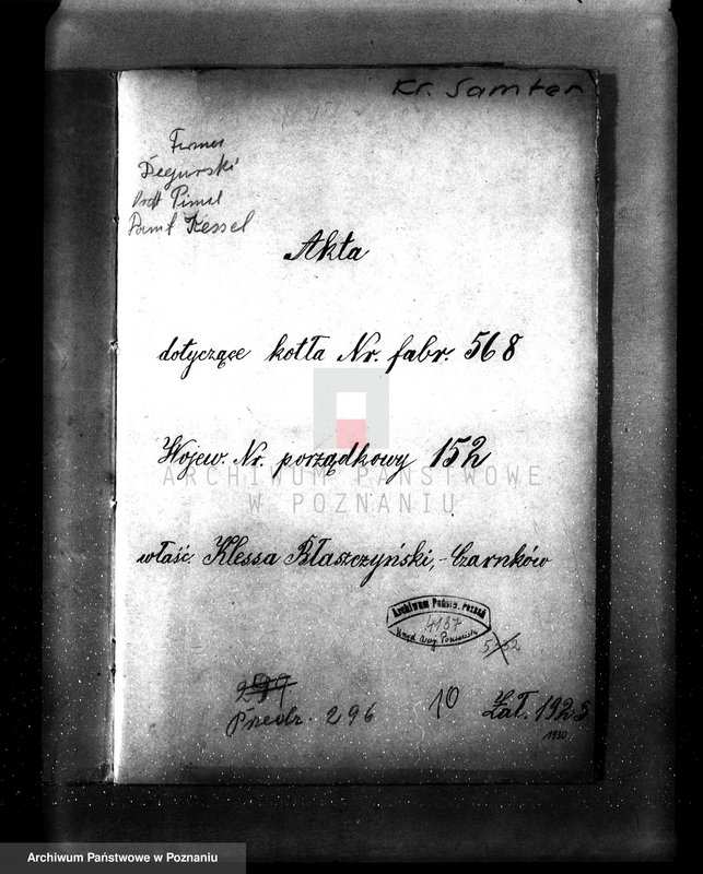 Obraz 4 z jednostki "Tartak firmy Klessa, Błaszczyński nr fabr. 568 kotła nr porz. 152 kotła"