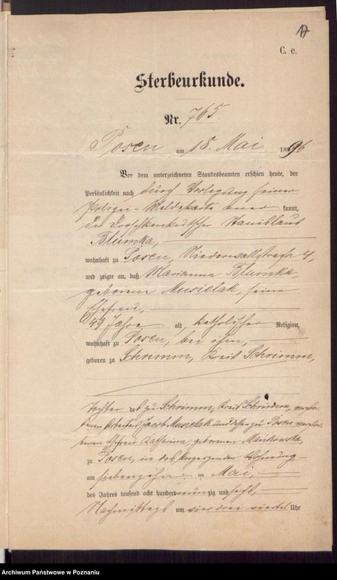 Obraz 19 z jednostki "Die von den Verlobten beigebrachten Urkunden zur Eheschliessung pro 1897"