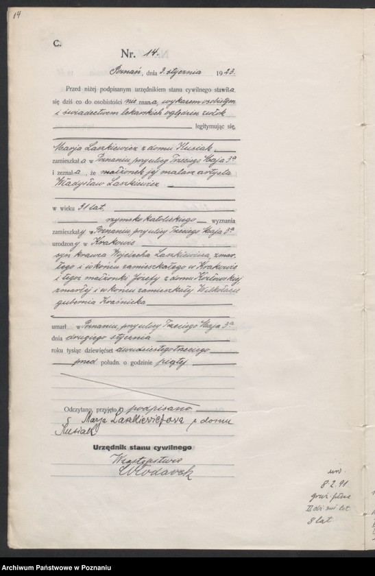 Obraz 16 z jednostki "Księga miejscowa zgonów tom I [Rejestr główny zgonów]"