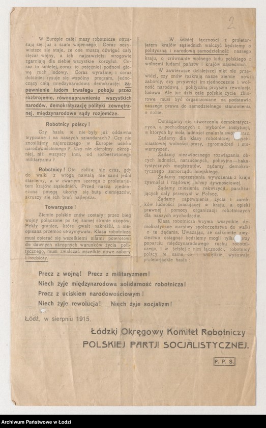 Obraz 2 z jednostki "[Odezwa antywojenna ]"