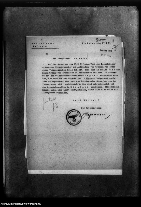 Obraz 8 z jednostki "Korespondencja w sprawie Niemców, którzy zginęli w 1939 roku w różnych powiatach"