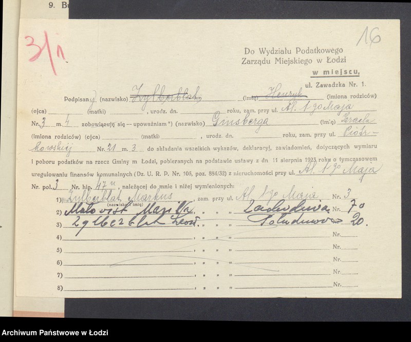 image.from.unit.number "Księga inwentarzowa nieruchomości m. Łodzi al. 1 Maja"